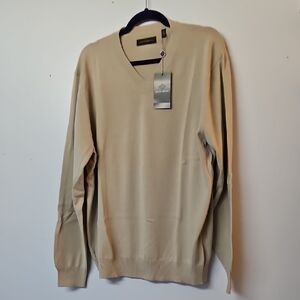 Joseph Abboud V-Neck Tan Sweater with Classic Appeal